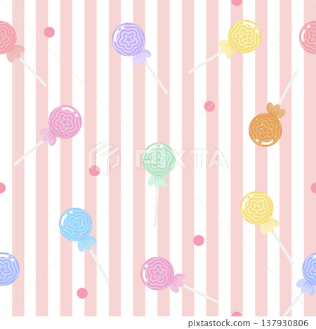 Vibrant pink seamless pattern with colorful star lollipops, sweet candy vector background Vibrant pink seamless pattern with colorful star lollipops, sweet candy vector background 137930806