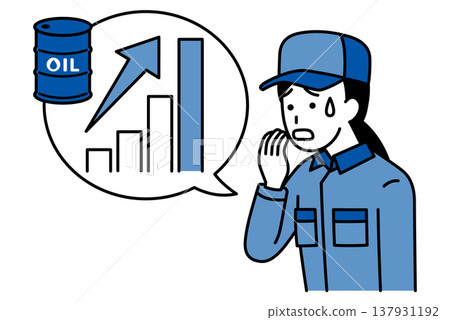 A woman in overalls is shaken by the surge in crude oil prices. A woman in overalls is shaken by the surge in crude oil prices. 137931192