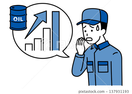 A man in overalls is shaken by the surge in crude oil prices. A man in overalls is shaken by the surge in crude oil prices. 137931193