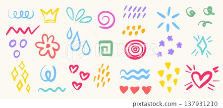 Set of colorful hand drawn elements Set of colorful hand drawn elements 137931210