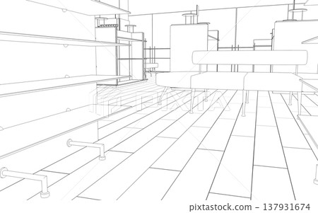 shopping mall, contour visualization, 3D illustration, sketch, outline shopping mall, contour visualization, 3D illustration, sketch, outline 137931674