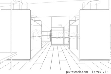 shopping mall, contour visualization, 3D illustration, sketch, outline shopping mall, contour visualization, 3D illustration, sketch, outline 137931718