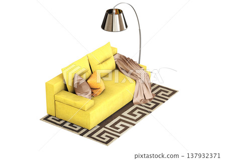 sofa isolate on a transparent background, interior furniture, 3D illustration, cg render 137932371