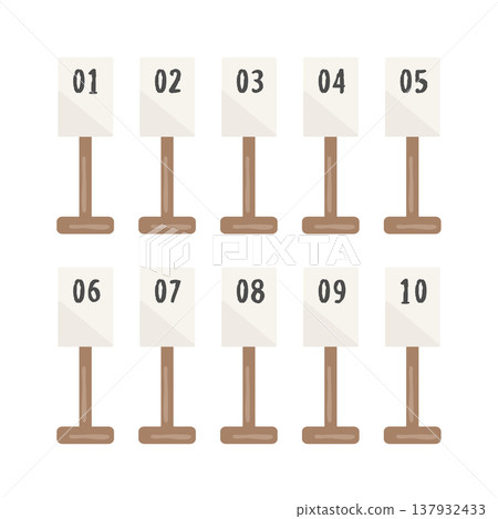 Table number tag (brown) illustration set 137932433
