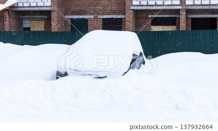 cars under the snow, winter 137932664
