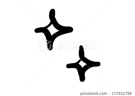 用黑色鋼筆手繪的閃閃發光的星星插圖。 137932786