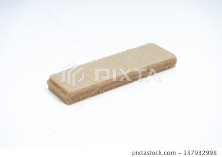Sweet crisp wafer cookie snack on white background Sweet crisp wafer cookie snack on white background 137932998