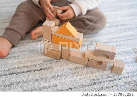 Children playing with building blocks Children playing with building blocks 137933221