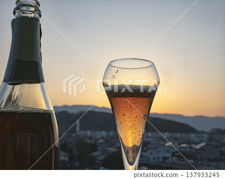 Rosé bathed in the setting sun, a blissful twilight sparkling time. Rosé bathed in the setting sun, a blissful twilight sparkling time. 137933245