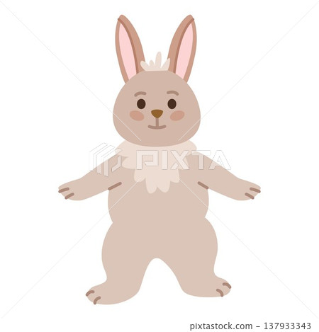 Cute grey rabbit with long ears. Vector illustration. Cute grey rabbit with long ears. Vector illustration. 137933343