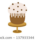 Easter cake with cream and chocolate chips on top. Vector illustration for design or decoration. 137933344
