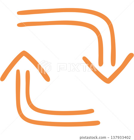Illustration 18 of a hand-drawn double-lined arrow (orange) 137933402