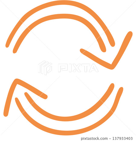 Illustration 19 of a hand-drawn double-lined arrow (orange) 137933403