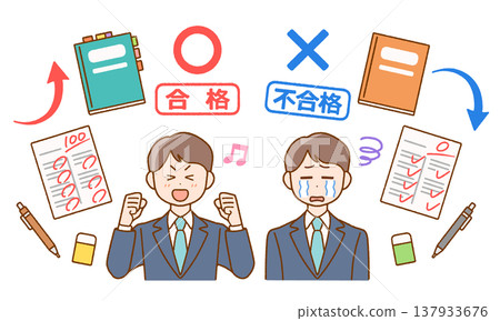 Test result illustration set | Pass/Fail/Student Test result illustration set | Pass/Fail/Student 137933676
