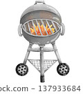 Hand-painted watercolor barbecue grill. 137933684