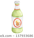 watercolor hand drawn beer bottle 137933686