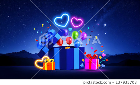 Night Sky with Milky Way and Birthday Celebration 137933708