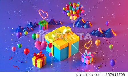 Futuristic Christmas Gift with Modern Design Elements 137933709