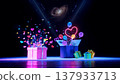Mysterious Gift Opening in Starry Night Landscape Mysterious Gift Opening in Starry Night Landscape 137933713