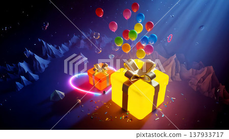 Futuristic Celebration Scene with Global Illumination 4K 137933717