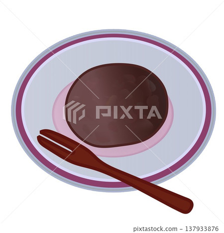 An illustration of botamochi on a plate An illustration of botamochi on a plate 137933876