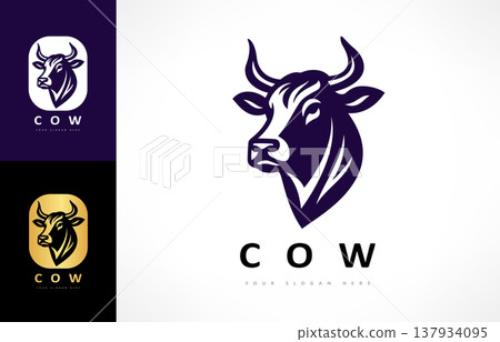 Cow head logo vector. Animal design Cow head logo vector. Animal design 137934095