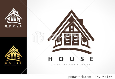 House logo Vector. Real Estate Design. House in chalet style House logo Vector. Real Estate Design. House in chalet style 137934136