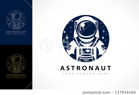 Astronaut in spacesuit in space logo vector Astronaut in spacesuit in space logo vector 137934168