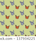 Seamless pattern with watercolor illustrated butterflies , botanical insects 137934225