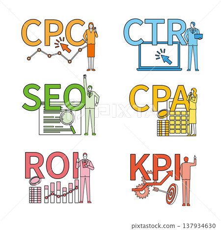 行銷縮寫插圖集 137934630