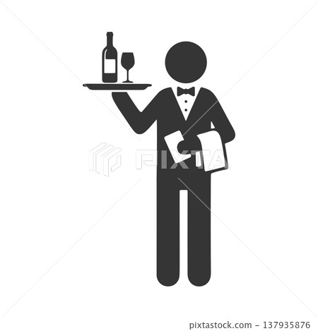 Waiter silhouette icon Waiter silhouette icon 137935876