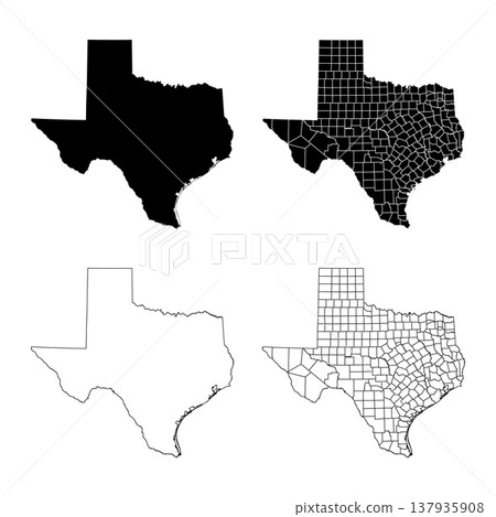 Texas State Outline and Solid Fill Map Set. 137935908