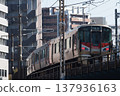 Commuter trains running in urban areas (Hiroshima, elevated line) 137936163