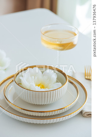 Elegant Universal Table Setting with Gold Details Elegant Universal Table Setting with Gold Details 137936476