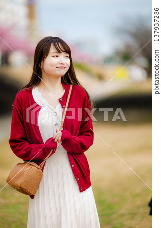 一個女人在旅遊勝地觀光 一個女人在旅遊勝地觀光 137937286
