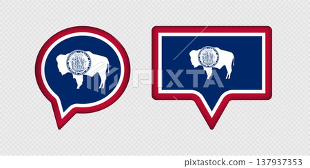Flag of Wyoming State in Speech Bubble. 137937353