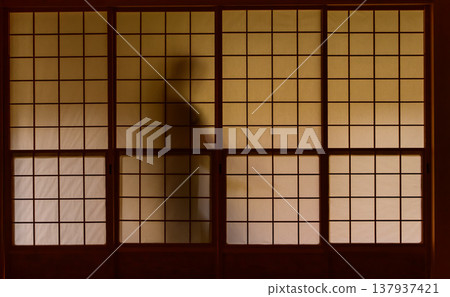 透過障子門看到的影子 137937421