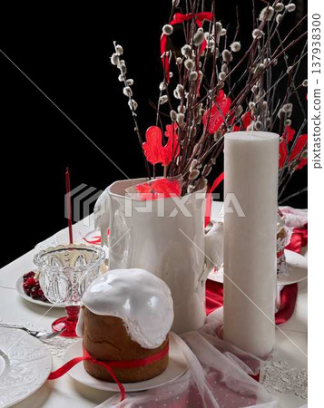 Sophisticated cake display with candles and decorations Sophisticated cake display with candles and decorations 137938300