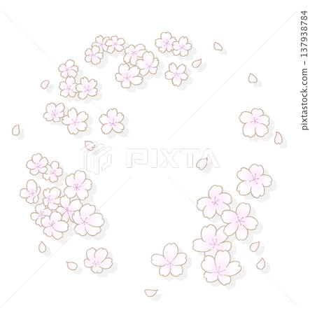 Hand-drawn style cherry blossom round frame with shadow Hand-drawn style cherry blossom round frame with shadow 137938784