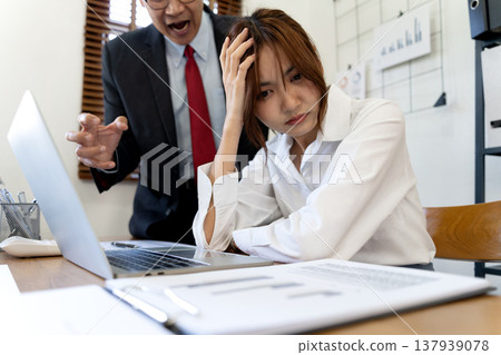 asian manager boss angry to employees asian manager boss angry to employees 137939078