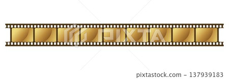 Long golden film strip isolated on a white background. Film strip tape. Vector illustration Long golden film strip isolated on a white background. Film strip tape. Vector illustration 137939183