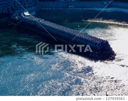 Large tetrapods on the coast Large tetrapods on the coast 137939361