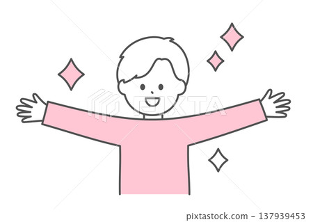 An illustration of the upper body of a smiling young man with his arms outstretched to the sides. An illustration of the upper body of a smiling young man with his arms outstretched to the sides. 137939453