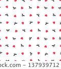 Seamless pattern with red hearts and black bows on white background, Valentine romantic repeat print 137939712