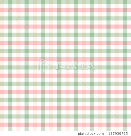 Pastel pink and green gingham seamless pattern. Classic checkered plaid background for digital and print design projects. 137939715
