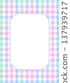 Pastel rainbow gingham frame with white center, purple border, pink blue mint lavender checks,card template 137939717