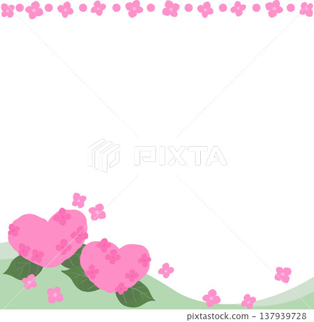 Heart-shaped hydrangea square frame (pink) vector | Transparent background, cute flower material Heart-shaped hydrangea square frame (pink) vector | Transparent background, cute flower material 137939728