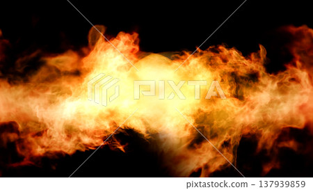 Fire, flames, explosion, burst, smoke, CG, background, 3D, illustration 137939859