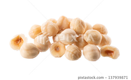 Hazelnut isolated on white background. Peeled hazelnuts. Clipping path. Hazelnut isolated on white background. Peeled hazelnuts. Clipping path. 137939871