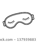Sleep mask. Hand drawn sketch icon of eye mask for sleep. Isolated vector illustration in doodle line style. 137939883